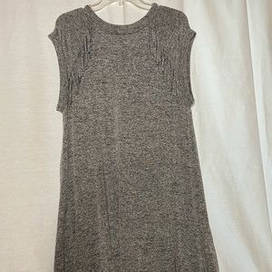 Tiller & Fount Grey Mini Dress with Fringe Accent